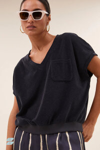 by-bar tyler slub top jet black